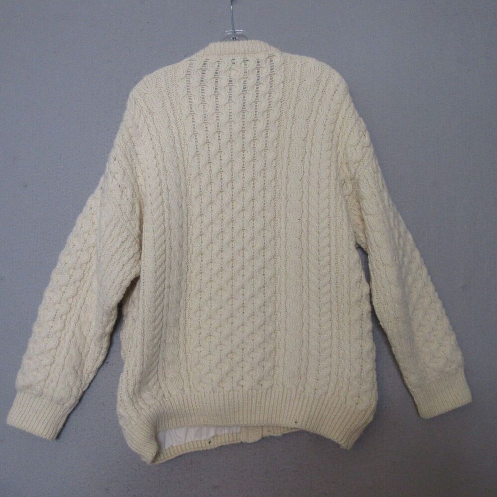 Cashs of Ireland Cardigan Women Large Pure Wool Ireland Fisherman Lined RARE - Picture 2 of 10
